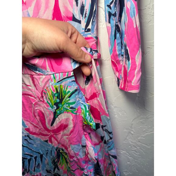Lilly Pulitzer floral ruffle Jessalynne wrap dress womens small tropical boho - Picture 3 of 10